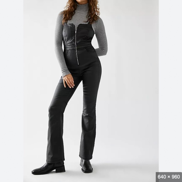 Free People CRVY 2nd Ave Vegan Leather Jumpsuit - Picture 1 of 3